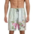 thumbnail image 1 of Kdxio Vintage Wood with Floral Print Mens Sleep Shorts Bottoms Soft Comfy Pajama Wear Pants with Drawstring Pockets, 1 of 7