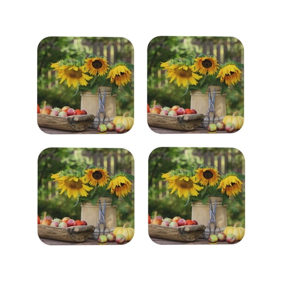 Kdxio Vintage Wooden Bucket Funny Coasters,4 Pcs Leather Coasters,Housewarming Gifts,Protect Furniture From Water Marks Scratch And Damage