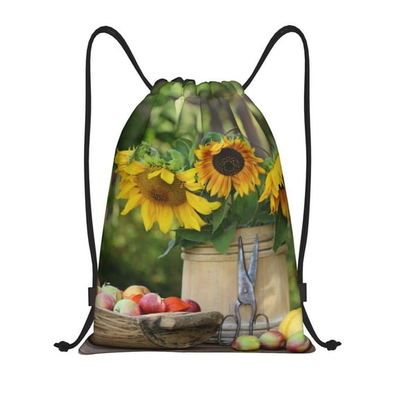 Kdxio Vintage Wooden Bucket Print Drawstring Backpack Bag,Waterproof Draw String Back Sack, Gym Drawstring Bags Swim Bag For Unisex