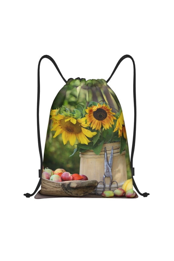 Vintage Wooden Bucket Print Drawstring Backpack Bag,Waterproof Draw String Back Sack, Gym Drawstring Bags Swim Bag For Unisex