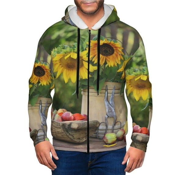 Kdxio Vintage Wooden Bucket Print Men Hoodies Casual Hoodies for Men with Zip Pockets Full Zip Long Sleeve Sweatshirt Sports Hooded Jacket-XX-Large