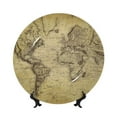 thumbnail image 1 of Kdxio Vintage World Map Bone China Decorative Plate Ceramic Decorative Plate for Home Office Wall Stand Decorative Plates for Home Bedroom-10in, 1 of 6