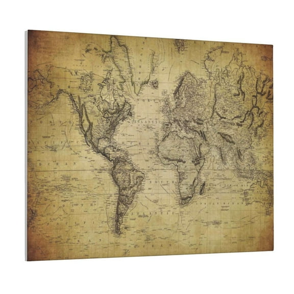 Kdxio Vintage World Map Pattern Canvas Wall Art for Living Room Wall Decor for Bedroom Bathroom Modern Framed Canvas Art Prints Ready to Hang,Horizontal
