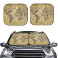 thumbnail image 1 of Kdxio Vintage World Map Print 2-Piece Sun Shade Front Windshield - Foldable Car Front Window Sunshades For Most Sedans Suv Truck, 1 of 6