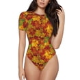 thumbnail image 1 of Kdxio Vintage maple leaf autumn for Women's Short-Sleeved Onesie Stylish Round Neck Pajamas Bodysuit Jumpsuit Nightwear-XX-Large, 1 of 7
