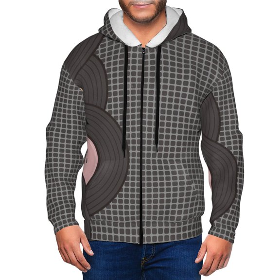 Kdxio Vinyl Records Print Men Hoodies Casual Hoodies for Men with Zip Pockets Full Zip Long Sleeve Sweatshirt Sports Hooded Jacket-X-Large