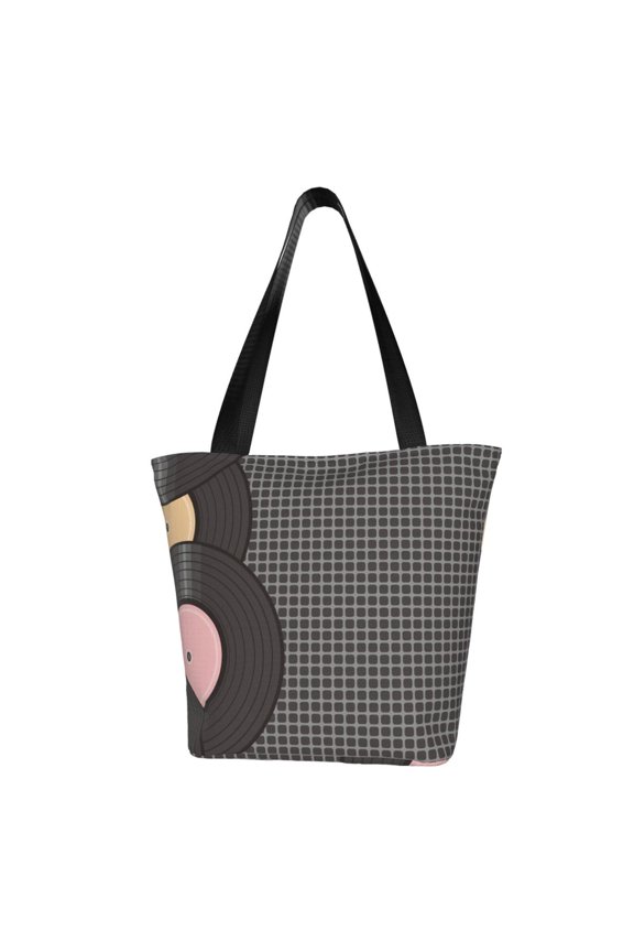 Vinyl Records Women Reusable Grocery Bags Foldable Ripstop,Reusable Shopping Bags for Shopping,Gym,Gift