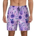 thumbnail image 1 of Kdxio Violet Print Men'S Swim Trunks With Compression Liner 7 Inch Inseam Quick Dry Swim Shorts, 1 of 7