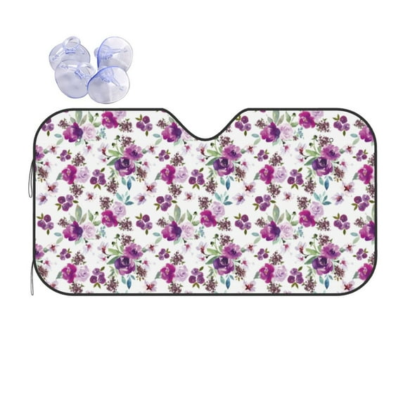 Kdxio Violets Flowers Print Front Windshield Sun Shade,Folding Auto Sunshade for Car Truck SUV-Medium