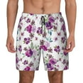 thumbnail image 1 of Kdxio Violets Flowers Print Men's Swim Trunks with Compression Liner 7 Inch Inseam Quick Dry Swim Shorts, 1 of 7