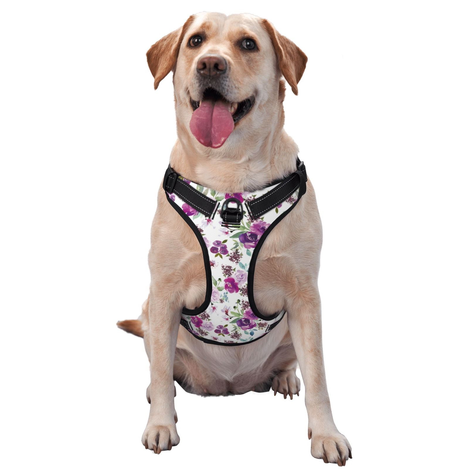 Kdxio Violets Flowers Print No Pull Dog Harness Adjustable Reflective Oxford Easy Control Medium Large Dog Harness for Training and Everyday-Small