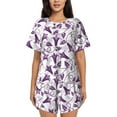 thumbnail image 1 of Kdxio Violets Flowers Print Pajamas Sets for Women Short-Sleeved Pjs with Lounge Shorts Two Piece Sleepwear S-4XL, 1 of 9