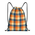 thumbnail image 1 of Kdxio Warm Orange Plaid Print Drawstring Backpack Bag,Waterproof Draw String Back Sack, Gym Drawstring Bags Swim Bag For Unisex, 1 of 5