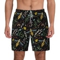 thumbnail image 1 of Kdxio Wasp And Florals Print Men'S Swim Trunks With Compression Liner 7 Inch Inseam Quick Dry Swim Shorts, 1 of 7