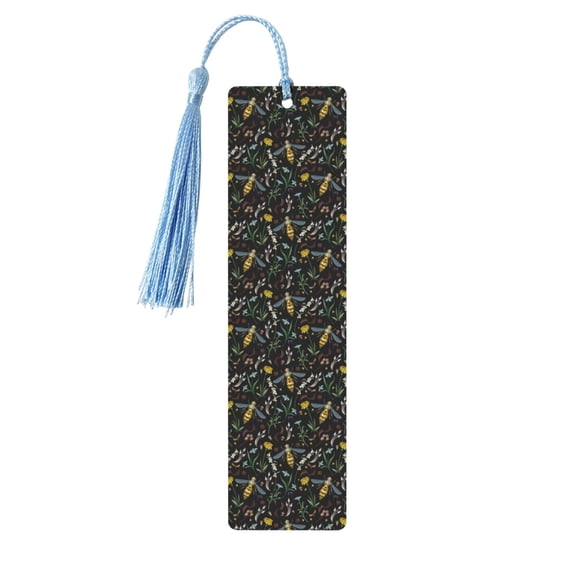 Kdxio Wasp and Florals Print Metal Tassel Bookmarks,Perfect Gift for Art Lovers and Bookworms Metal Bookmarks for Women