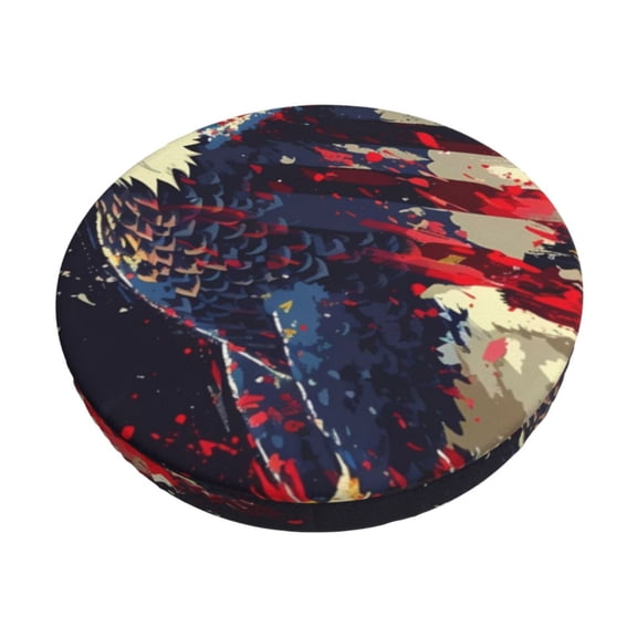 Kdxio Watercolor Bald Eagle Print Stool Covers Round,Stretch Round Bar Stool Covers Washable Bar Stool Cushion Slipcover for 12-15 Inch Chair