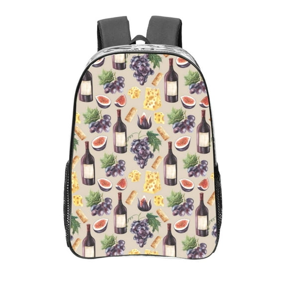 Kdxio Watercolor Bottles And Glasses Clear Backpack, Transparent Bookbag for School for Women Men, Capacity Clear Bag for College, Travel