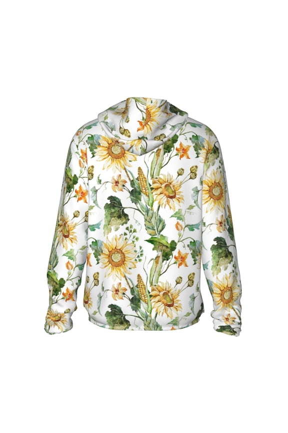 Watercolor Bright Sunflowers Print Women Men Sun Protection UPF 50+ Jackets Zip Up Long Sleeve Hoodie Hiking Lightweight with Pockets