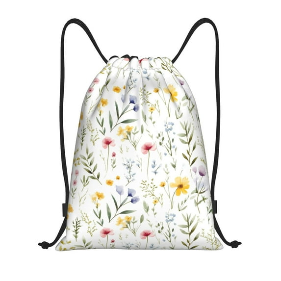 Kdxio Watercolor Floral A Print Drawstring Backpack Bag,Waterproof Draw String Back Sack, Gym Drawstring Bags Swim Bag For Unisex