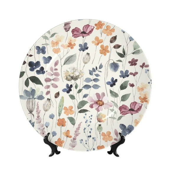 Kdxio Watercolor Floral Bone China Decorative Plate Ceramic Decorative Plate for Home Office Wall Stand Decorative Plates for Home Bedroom-6in
