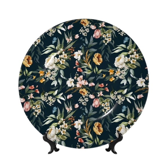 Kdxio Watercolor Floral Bone China Decorative Plate Ceramic Decorative Plate for Home Office Wall Stand Decorative Plates for Home Bedroom-6in