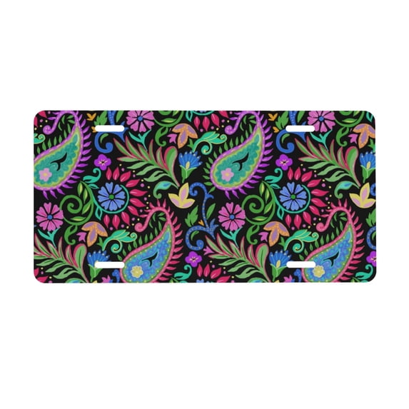 Kdxio Watercolor Floral Paisley License Plate Car Front License Plate Car Decoration Car Accessories Front Tag Plate Standard Size