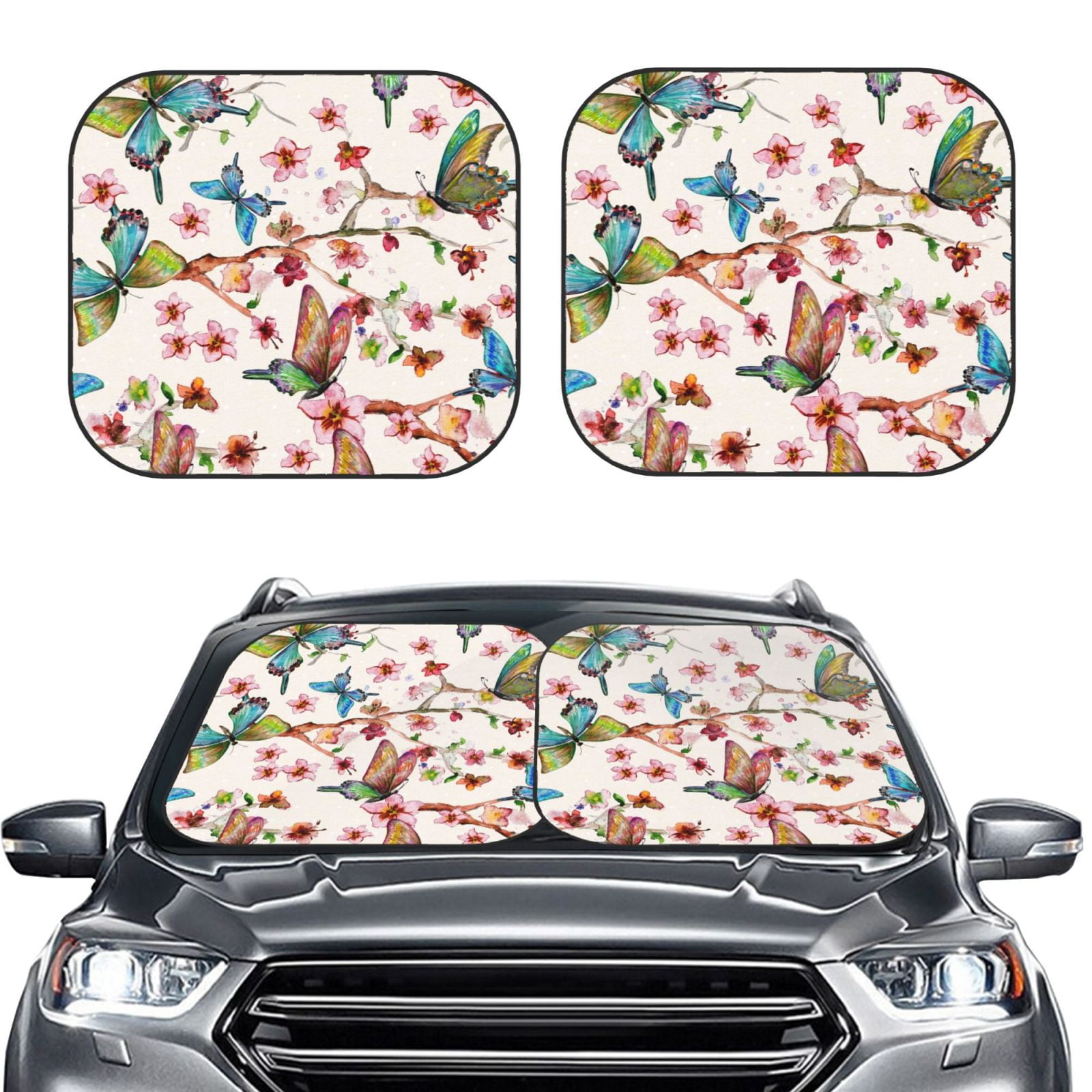 Angel Floral Print Pattern Car Sun Shade