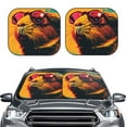 thumbnail image 1 of Kdxio Watercolor Glasses Guinea Pig Print 2-Piece Sun Shade Front Windshield - Foldable Car Front Window Sunshades for Most Sedans SUV Truck, 1 of 6