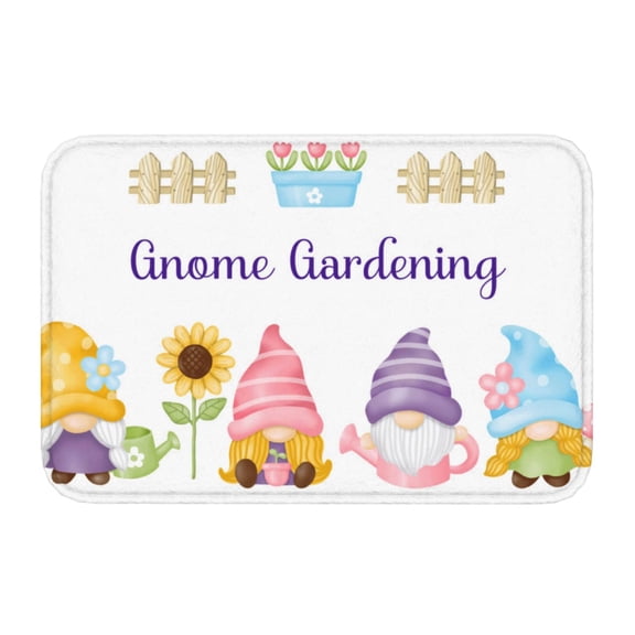 Kdxio Watercolor Gnome Garden,16" x 24", Non-Slip Front Door Mats,Outdoor Welcome Mat Washable