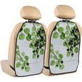 thumbnail image 1 of Kdxio Watercolor Green Leaves Print 2 Pack Car Kick Mat Seat Cover Back Protector Mat with Pockets for Organizer Backseat Protector and Storage Anti Kick Pad for Vehicles, 1 of 1