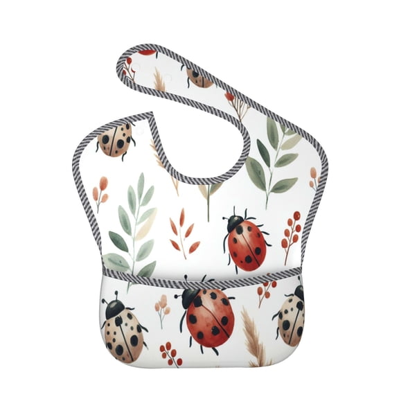 Kdxio Watercolor Ladybug Bibs For Babies, Baby Bibs for Eating, Toddler Bibs, Waterproof Bibs, Feeding Bibs, for Toddlers, Boys, Girls