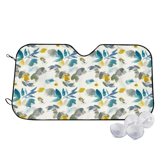 Kdxio Watercolor Leaves Print Windshield Sun Shade,UV Rays and Sun Heat Protection,Sunshade for Car Windshield,Car Shade Front Windshield - Small