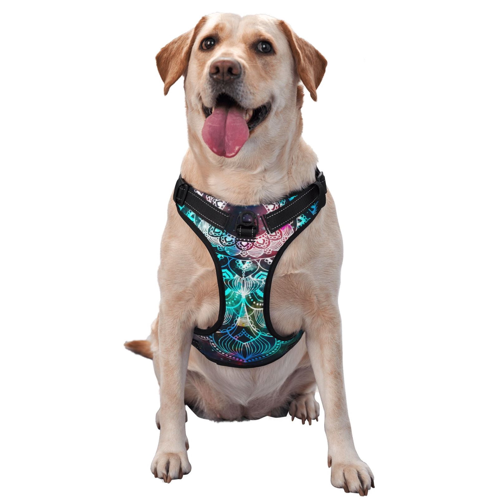 Kdxio Watercolor Mandala Print No Pull Dog Harness Adjustable Reflective Oxford Easy Control Medium Large Dog Harness for Training and Everyday-Medium