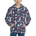 thumbnail image 1 of Kdxio Watercolor Marine Animals Pattern Boys Athletic Unisex Boys Girls Hoodie with Pocket Sweatshirts-Medium, 1 of 6