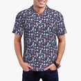 thumbnail image 1 of Kdxio Watercolor Marine Animals Print Men's Short Sleeve Polo Shirt,Midweight Men's Shirt, 1 of 6