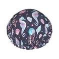 thumbnail image 1 of Kdxio Watercolor Marine Animals Print Shower Cap for Women,Elastic and Reusable,Double Waterproof Layers Bathing Hat, 1 of 9