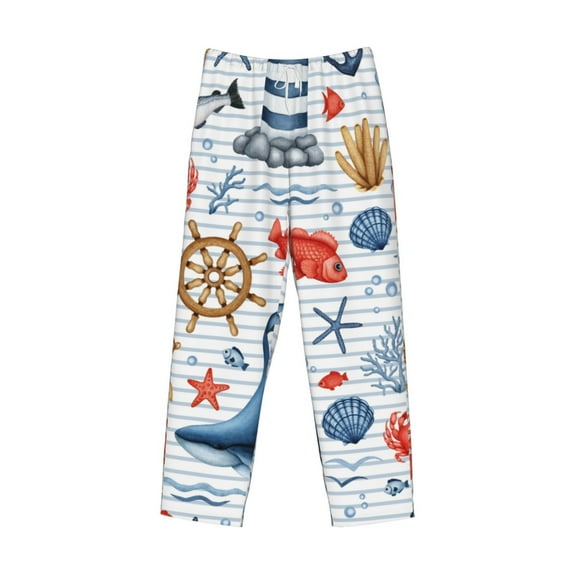 Kdxio Watercolor Nautical Print Men's Sleep Pajama Pant Lounge Pants with Pockets