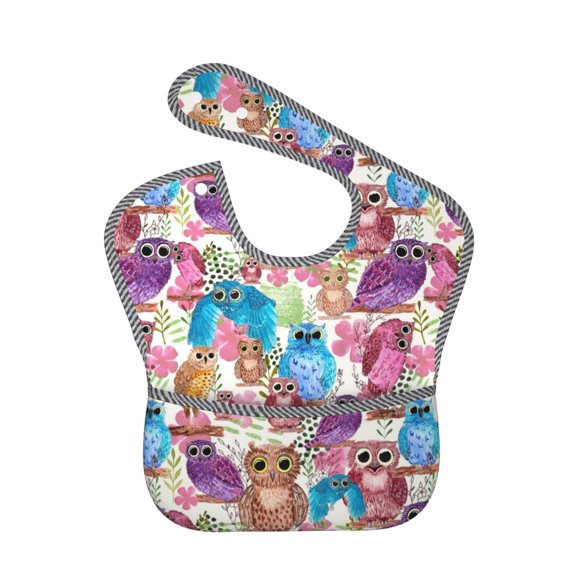Kdxio Watercolor Owl Bibs For Babies, Baby Bibs for Eating, Toddler Bibs, Waterproof Bibs, Feeding Bibs, for Toddlers, Boys, Girls