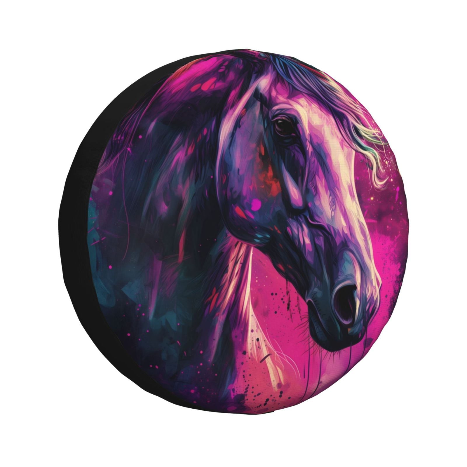 Kdxio Watercolor Painting White Horse for Tire Cover Wheel Protectors