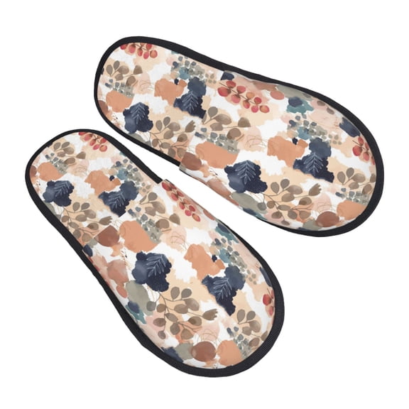 Kdxio Watercolor Plants Pattern Slippers for Women Memory Foam Fuzzy House Slippers Bedroom Non-slip Warm Womens Slippers