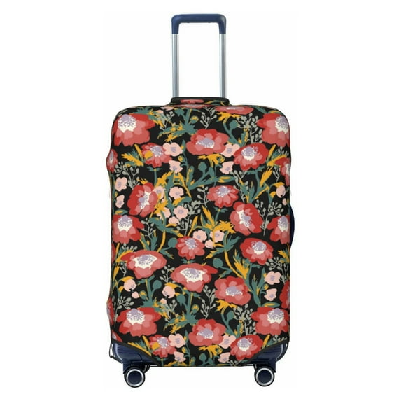 Kdxio Watercolor Red Wildflowers Pattern Luggage Cover for Travel,Elastic and Durable,Fits 18-32 Inch,Anti-Scratch Suitcase Protector-No luggage included