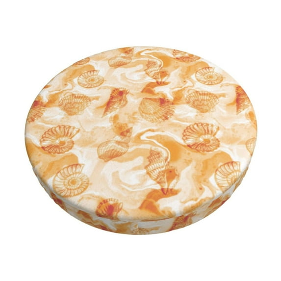 Kdxio Watercolor Sea Shells Print Stool Covers Round,Stretch Round Bar Stool Covers Washable Bar Stool Cushion Slipcover for 12-15 Inch Chair