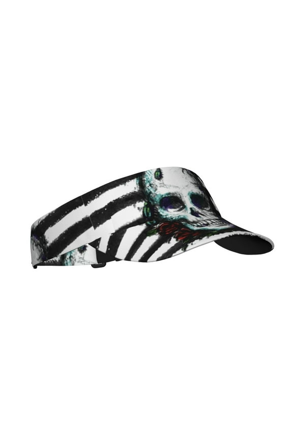 Watercolor Skull Print Sun Visor Hat Golf Visor Adjustable Velcro Outdoor Sports Cap for Men Women