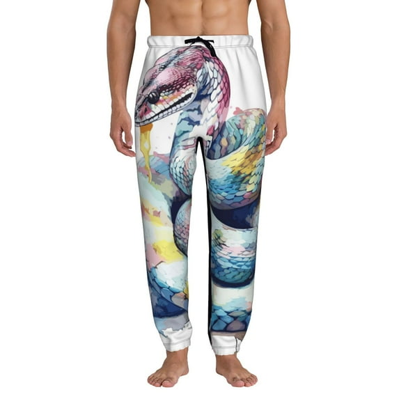 Kdxio Watercolor Snake Pattern Joggers,Sweatpants for Men with Pockets-Medium