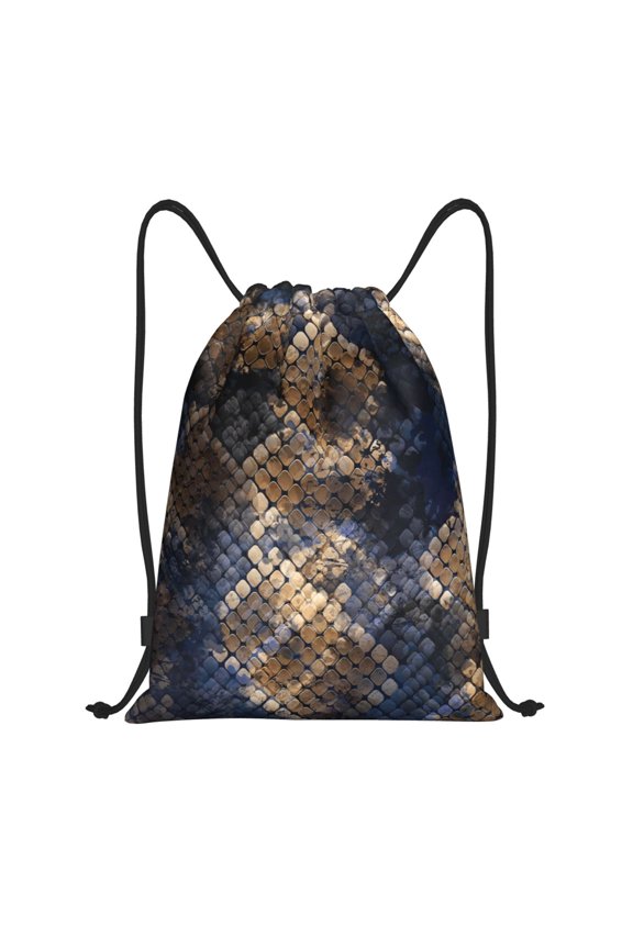 Watercolor Snake Skin Print Drawstring Backpack Bag,Waterproof Draw String Back Sack, Gym Drawstring Bags Swim Bag For Unisex