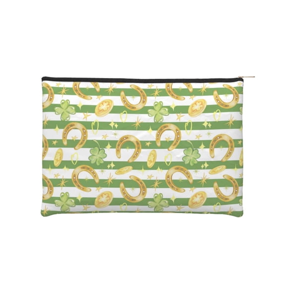 Kdxio Watercolor St Patrick Day Makeup Bag Toiletry Bag Canvas Makeup Bags Zipper Cosmetic Pouch Travel Cosmetic Pouch for Women Gifts