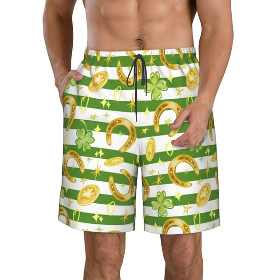 Kdxio Watercolor St Patrick Day Pattern Mens Casual Shorts - Drawstring Summer Beach Sports Shorts for Men