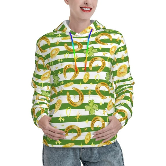 Kdxio Watercolor St Patrick Day Print Womens Oversized Hoodies Sweatshirts Hooded Pullover Tops Sweaters Casual-Large
