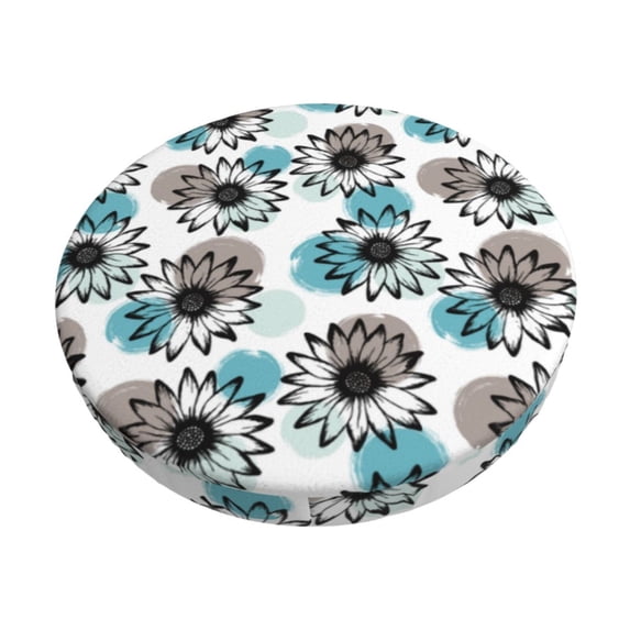 Kdxio Watercolor Sunflower Print Stool Covers Round,Stretch Round Bar Stool Covers Washable Bar Stool Cushion Slipcover for 12-15 Inch Chair