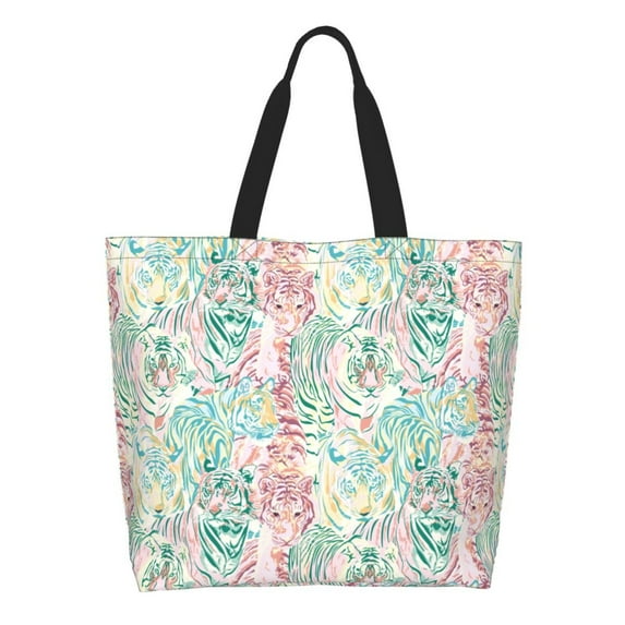 Kdxio Watercolor Tiger Casual Tote Bags Women Big Capacity Shoulder Bag for Women Travel Shoulder Bags Handbags
